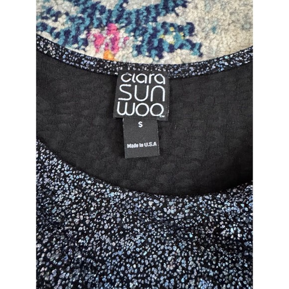 Clara Sun Woo Metallic Speckled Tie Front Long Sleeve Top Size Small - Picture 4 of 7